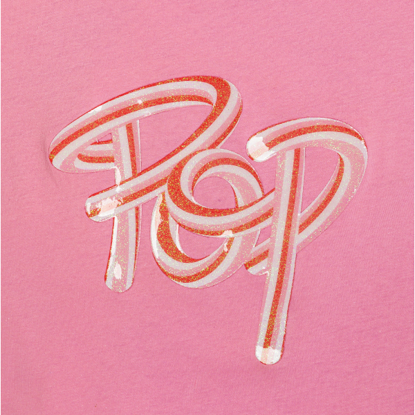 تيشيرت مُزين بعبارة البوب، باللون الوردي للفتيات،.